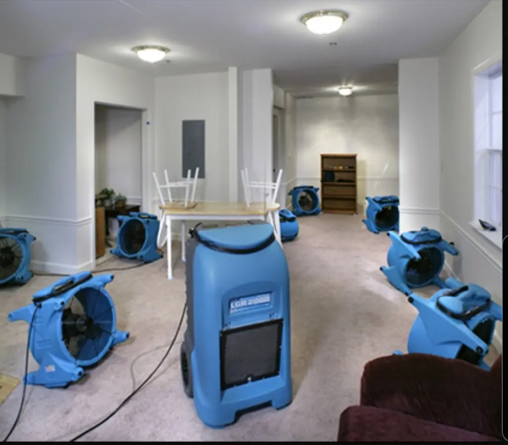 Air movers and dehumidifier setup for Water Extraction & Removal in Morrisville
